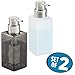 mDesign Foaming Soap Dispenser Pumps - Set of 2, Frost/Brushed, Smoke/Brushed