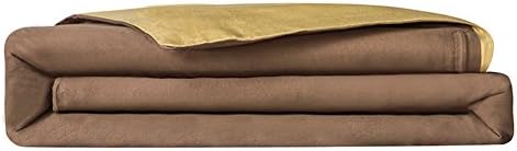 YiChen Comfortable 100% Cotton 2 Solid Color Patched Duvet Cover, Twin, Coffee-Gold