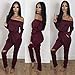 Longwu Women's Fashion off-Shoulder Drawstring Jumpsuits Rompers Knee Hole Pants with Pockets Lounge Wear