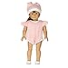 MagiDeal Pink Dots Jumpsuit + Rabbit Hat Clothes Pajamas Outfit for 43/45cm Zapf Baby Born Doll