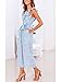Miessial Women's High Waist Wide Leg Jumpsuit V Neck Sleeveless Jumpsuit Rompers with Pockets Light Blue 4/6