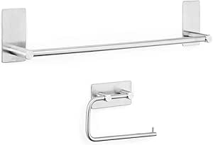 Toallero de baño autoadhesivo Acero Inoxidable Toallero de Barra 3M Toallero barra 40CM (05)