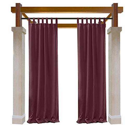 Macochico Outdoor Tab Top Curtains Panels Burgundy 52w X 84l