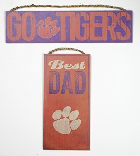 Clemson Tigers sports wall decor 2 piece set. Includes Best Dad and Team Slogan wall plaques. Great for father's day gift.