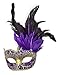 Costume Mask Feather Masquerade Mask Halloween Mardi Gras Cosplay Party Masque (Crack Purple)