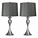 Grandview Gallery Table Lamps with Dark Grey Lamp Shade, Set of 2 - Brushed Nickel Body with Grey Linen Shade, 26.5