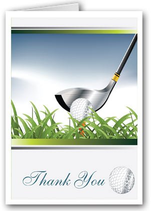 Golfing Theme Thank You Note Card - 10 Boxed Cards & Envelopes