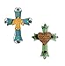 MelinSam Unique Wooden Crucifix With Antiqued Metal Decorative Dove & Heart And Inspirational Prayer Inscribed On Cross (Set of 2)