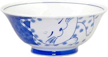 Amazon 軽量 薄手 中華 どんぶり ラーメン 丼 ねこちぐらブチ 19cm麺鉢 猫 ネコ 可愛い 家庭用 和み 癒やし 和食器 ノーブランド品 丼