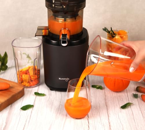 Kuvings | AUTO6 Hands Free Juice Extractor | Automatic Slicing Whole Fruit and Vegetables | 1.7L Basket | Easy Clean | Navy Blue