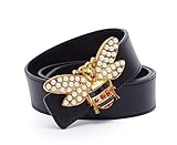XYZDOUBLE Unisex Big Bee Style Women Men Cowhide Genuine Leather Casual Dress Belt [3.8CM Width] (Big Bee, 125CM Waist Siz 38~42
