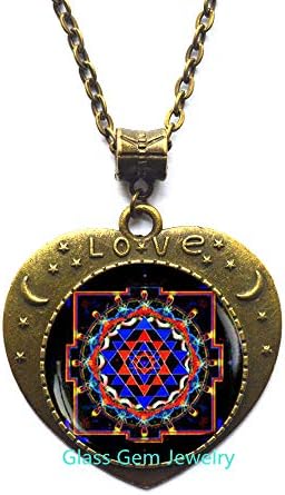 Sri Yantra Necklace, Yoga Meditation Pendant, Spiritual Yoga Jewelry Gift, Buddhist Mandala Necklace, Men's Necklace.Q0011