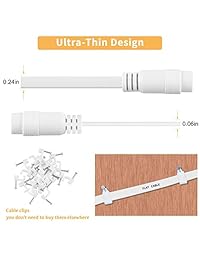 2 cables de extensión de alimentación CC de 0.083 in x 0.217 in, compatible con cable adaptador de 12 V CC para cámara CCTV IP, LED, coche, blanco