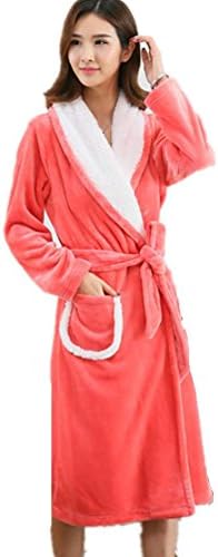 DMMSS Wome's Autumn and Winter Nightgown Flannel Pajamas Coral Fleece Bathrobe Sleepwear , watermelon red female models , xl