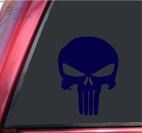 ShadowMajik Punisher 2K Skull Vinyl Decal Sticker (4" X 3.1", Dark Blue)