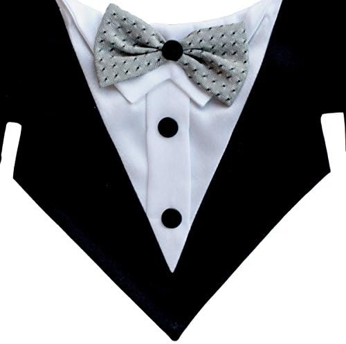 Tail Trends Formal Dog Tuxedo Dog Wedding Bandana with Bow Tie and Neck Tie Designs for Special Occasions