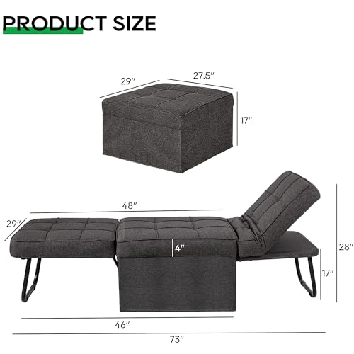 PORWEY Sleeper Chair Sofa Bed, 4in1 Convertible Futon Chair Multi