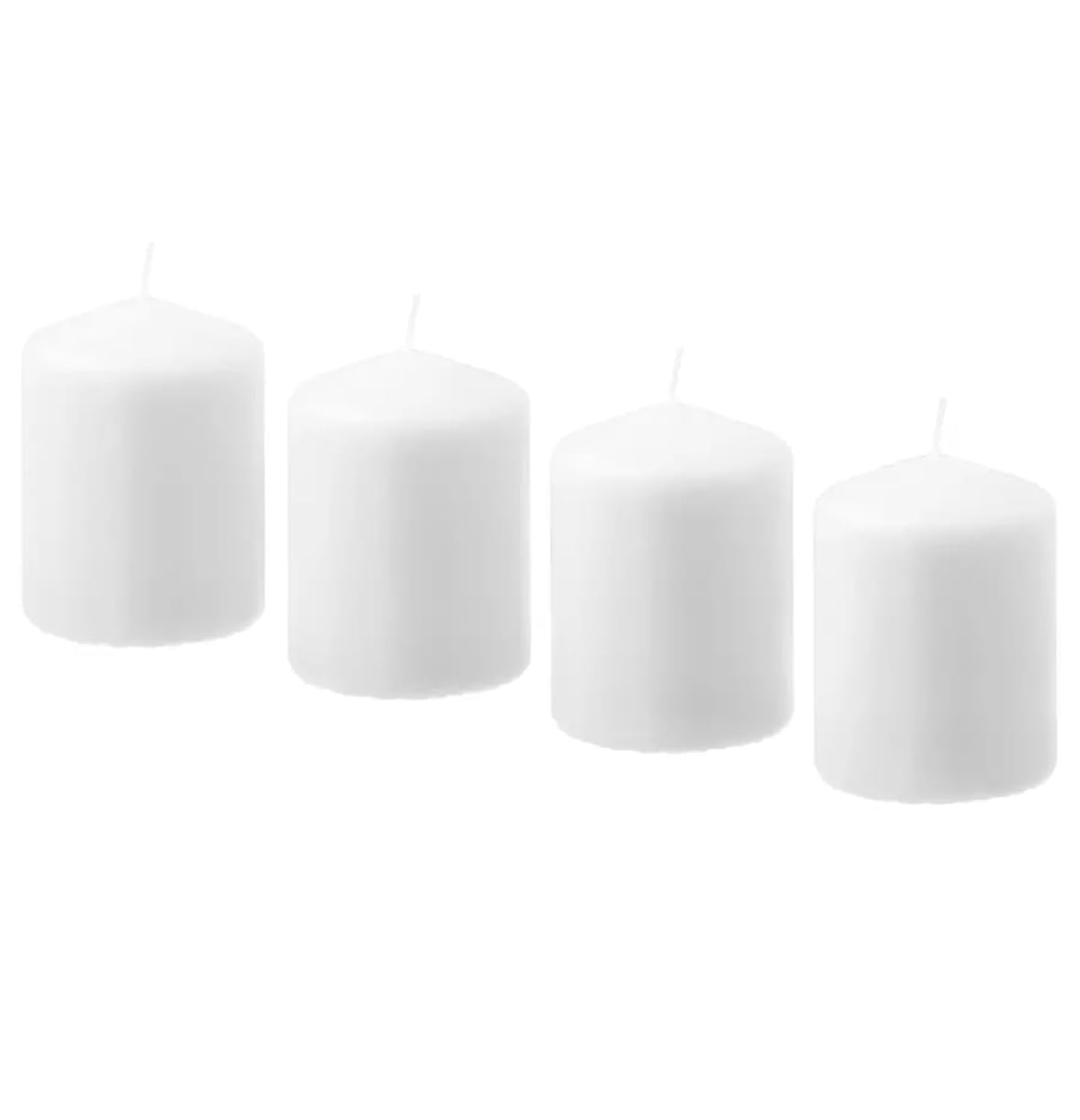 Ikea HEMSJO - Unscented Block Candle, White / 4 Pack - 8 cm