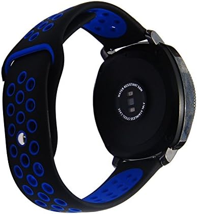 20mm Rubber Watch Band,Silicone Strap for S2 Classic 732/R735 Ticwatch 2/E Vivoactive 3 Samsung Gear Sport Wristband (Black-Blue)