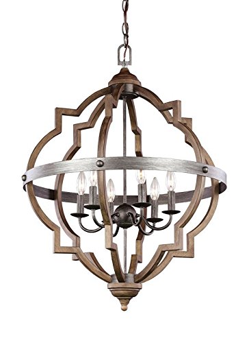 Saint Mossi Oil Rubbed Bronze Farmhouse Chandelier Lighting Flush mount LED Ceiling Light Fixture Pendant Lamp for Dining Room Bathroom Bedroom Livingroom 6 E12 LED Bulbs Required Height 29 x Width 21