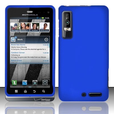 Blue Rubber Touch Snap-On Phone Protector Hard Cover Case for Motorola Droid 3 XT862 / Milestone 3