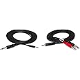 HOSA CMP-303 3.5 mm TS to 1/4" TS Mono Interconnect Cable, 3 feet, Speaker & Hosa CMP-153 3.5 mm TRS to Dual 1/4" TS Stereo Breakout Cable, 3 Feet, Laptop