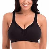 Delimira Women's Lace Plus Size Wire-Free Non-Foam Comfort Cotton Bra