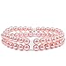 PAWZ Road 2 Rows Pet Necklace Dog Collar Cat Jewelry with Pearls Rhinestones Pink Charm