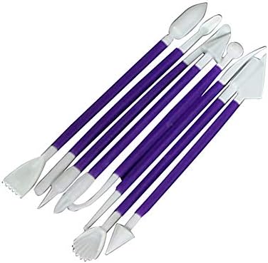 fondant tools,trimmer,fondant roller,fondant smoother,gumpaste tools, Decorating Brush Mold Plastic Flower Clay Modelling Tool Set,Purple