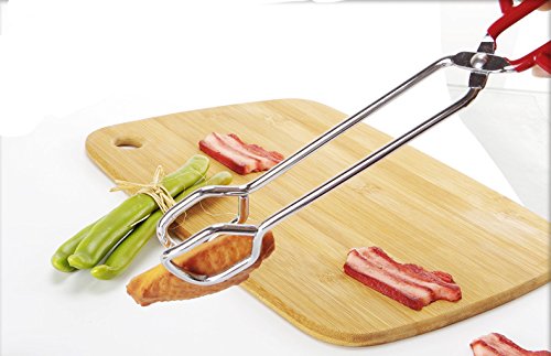 Kitchen Tongs, Hiash Heavy Duty Stainless Steel BBQ Barbecue Food Cooking Scissors Tongs (10 Inch)