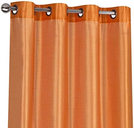 Regal Home Collections 2 Pack Semi Sheer Faux Silk Grommet Curtains - Assorted Colors (Orange)