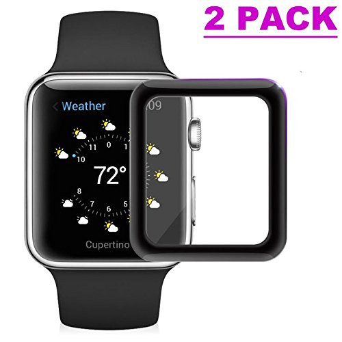 [Improved Version] 2 PACK, 3D Full Coverage, A2YOYO Tempered Glass Screen Protector For Apple Watch, 42mm iWatch Face/Shield/Cover Accessory 42