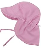 SimpliKids UPF 50+ UV Ray Sun Protection Baby Hat w/ Neck Flap & Drawstring,Pink,0-12Months