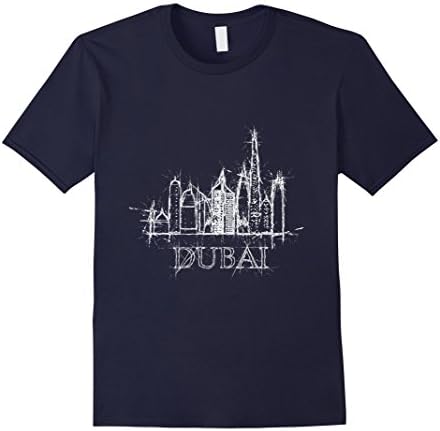 Mens Dubai Graphic Skyline T-Shirt - Dubai UAE Gift Large Navy