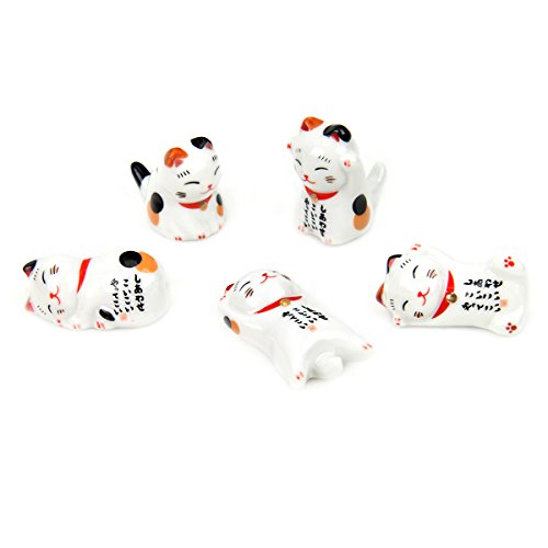 image for AUSPA 5pcs Chopsticks Holder, Cute Lucky Cat Chopsticks Rest Dinner Sp