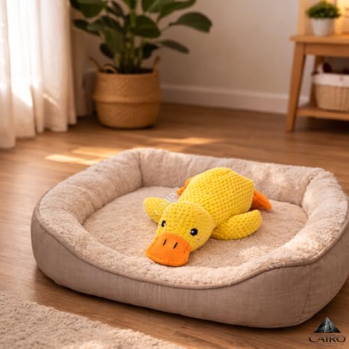 Brinquedo de Pelúcia para Cachorro em Formato de Pato Amarelo Macio e Interativo Ideal para Morder Brincar e Entreter o Pet (Médio, PET)