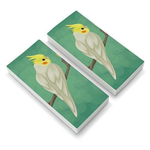 Charming Cockatiel Yellow Crest Eraser Set of 2