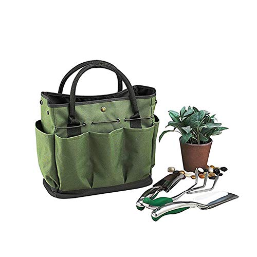 Garden Organizer Tote Gardening Tool Storage Bag with 8 Pockets Oxford for Indoor Outdoor Garden Plant Tool Set Green