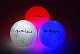 GoBright Red, White, and Blue LED Light Up Golf Balls - Ultra Bright Glow in The Dark Night Golf Balls (Pack of 3)