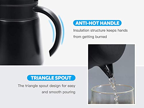 Luvan 304 18/10 Stainless Steel Thermal Carafe/Double Walled Vacuum Insulated Coffee Pot with Press Button Top,24+ Hrs Heat&Cold Retention,BPA Free,for Coffee,Tea,Beverage etc (black-1, 27 OZ)