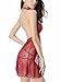 Women Lingerie Nightwear Lace Babydoll Strap Chemise Halter Mini Dress Red Large