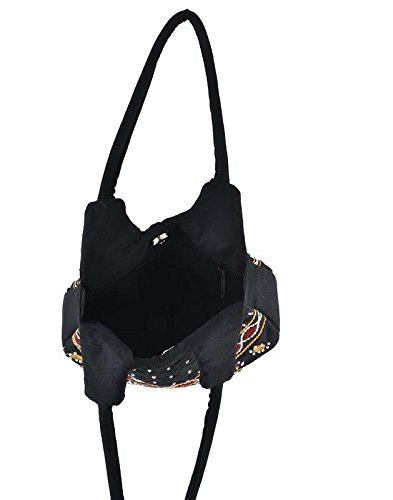 belladona small pot cut mirror work bag in black
