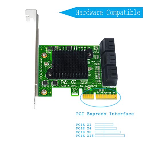 Expansion Card,Ubit Riser Card,PCIe 2.0 X2 to SATA III 6-Port Adapter Card (ASM Chipset) for IPFS Mining,Pci-e to SATA3.0 Expansion Card,SATA3.0 Riser Card 6G IPFS Hard Disk Expansion Card