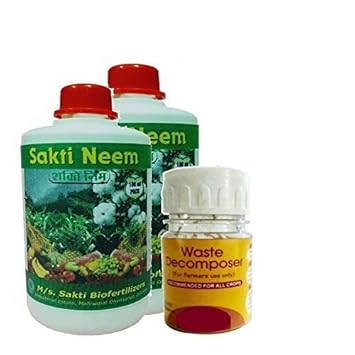 Nature Friend Organic Waste Decomposer Made by Using NCOF Technology Bottle 30ml Combo with 200 ml Organic Cold Press Neem Seed Oil of 1500 PPM (Min) Azadirachtin for Plant