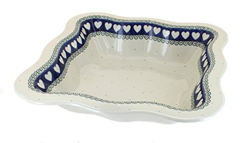 Click Here to See More Images Polish Pottery Cupid Large Square Fluted Dish