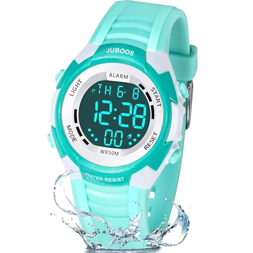 Juboos Kids Digital Watch for Boys Girls 5-18, 7 Colors LED Light Kids Sports Outdoor Wristwatch, Waterproof Watch with Alarm,Stopwatch
