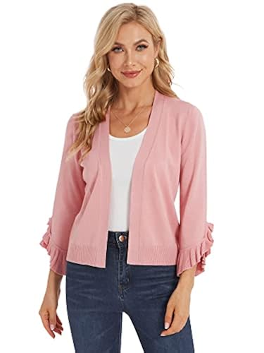 Moss Rose Women's Lightweight Cardigan Short Sleeve Open Front