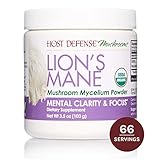 Host Defense, Lion's Mane Mushroom Powder, Supports Mental Clarity, Focus and Memory, Certified Organic Supplement, 3.5 oz (66 Servings)
