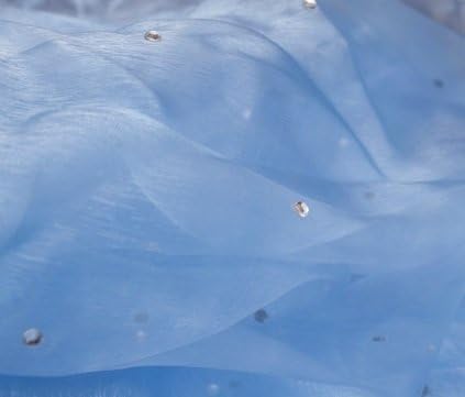 Sheer Blue Organza Fabric with Shimmering Rhinestones (2 yards)