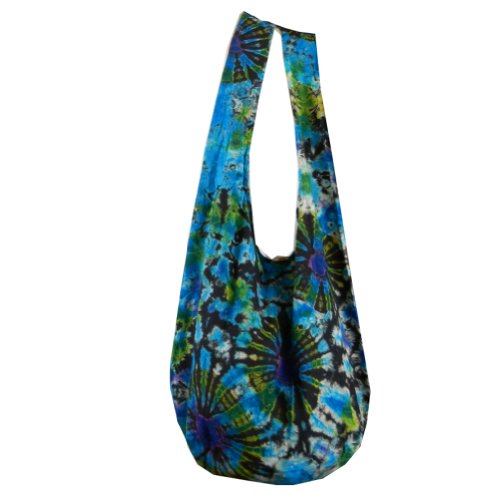 BTP! Tie Dye Sling Crossbody Shoulder Bag Purse Hippie Boho Blue Firework VK11